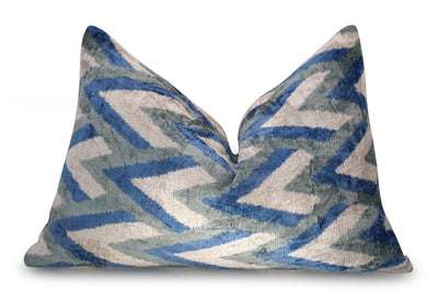 Canvello Handmade Blue Gray Silver Chevron Throw Pillows - 24x16 - Canvello