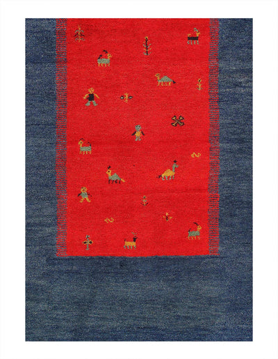 Canvello Handmade Blue Hand Knotted Gabbeh Rug - 8' X 10'