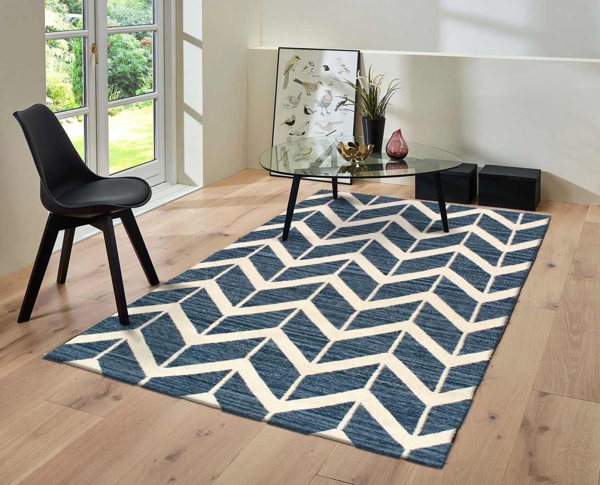 Canvello Handmade Blue Modern Hand Knotted Rug - 4' X 6' - Canvello