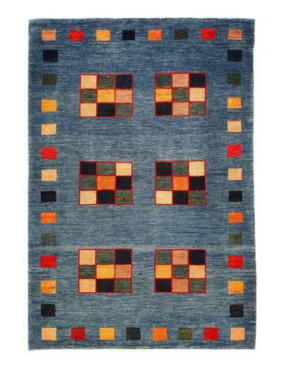 Canvello Handmade Blue Silkroad Gabbeh Rug - 3'4'' X 5' - Canvello