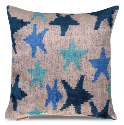 Canvello Handmade Blue Silver Start Print Throw Pillows - 16x16 inch - Canvello