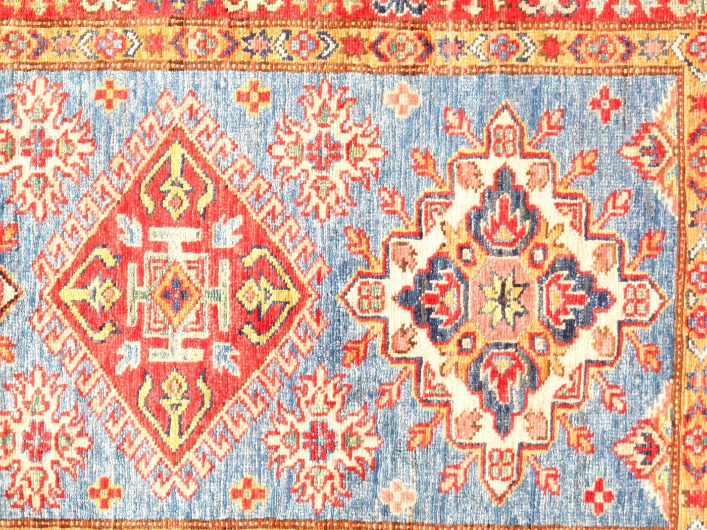 Canvello Handmade Blue Super fine Kazak Rug - 2'9" x 4'2" - Canvello