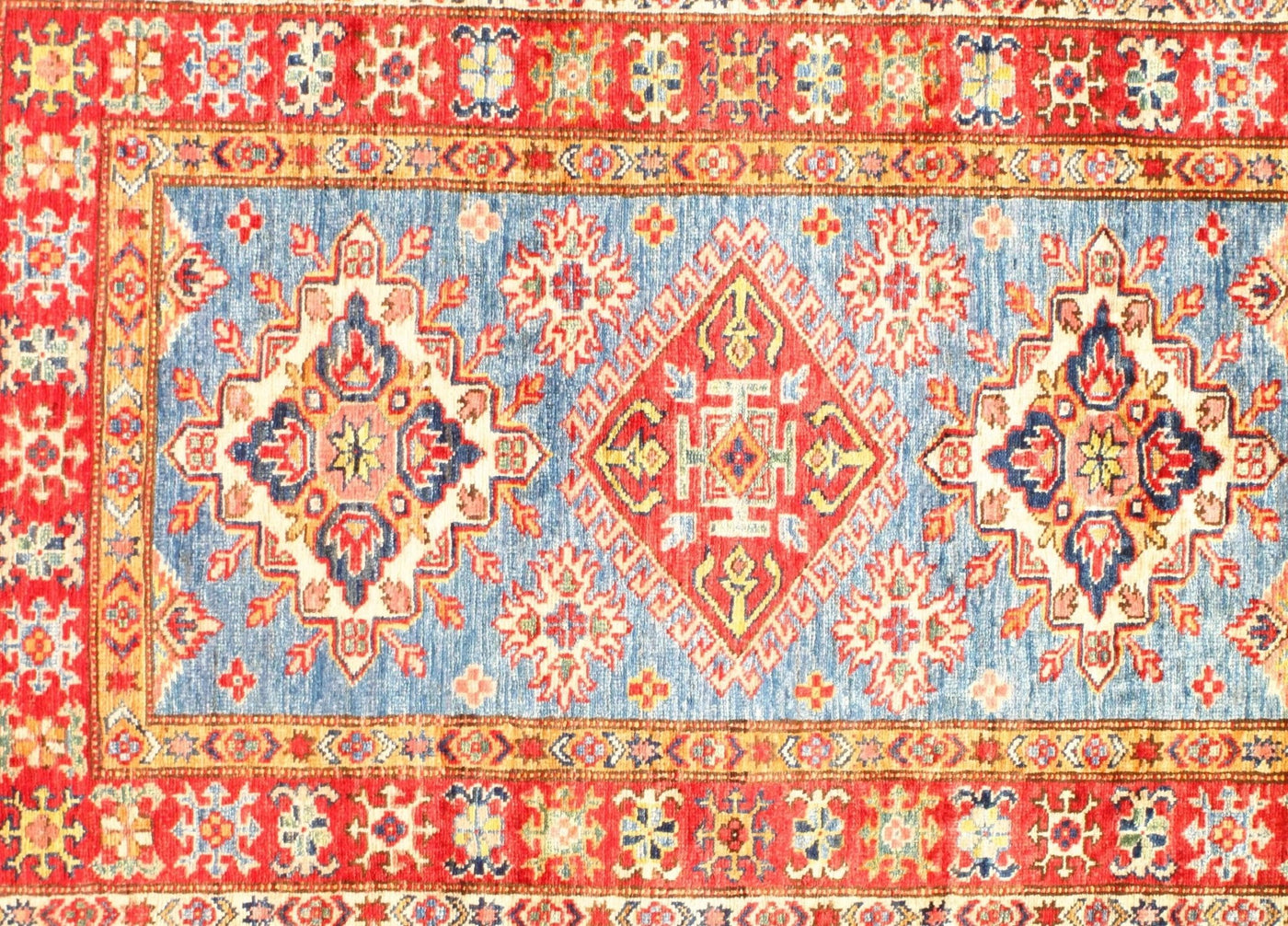 Canvello Handmade Blue Super fine Kazak Rug - 2'9" x 4'2" - Canvello