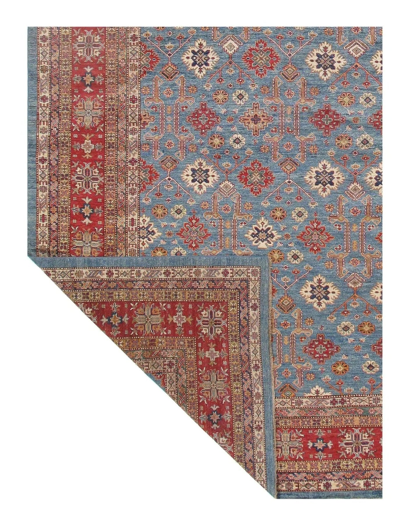 Canvello Handmade Blue Super Kazak Area Rug - 12' X 15' - Canvello