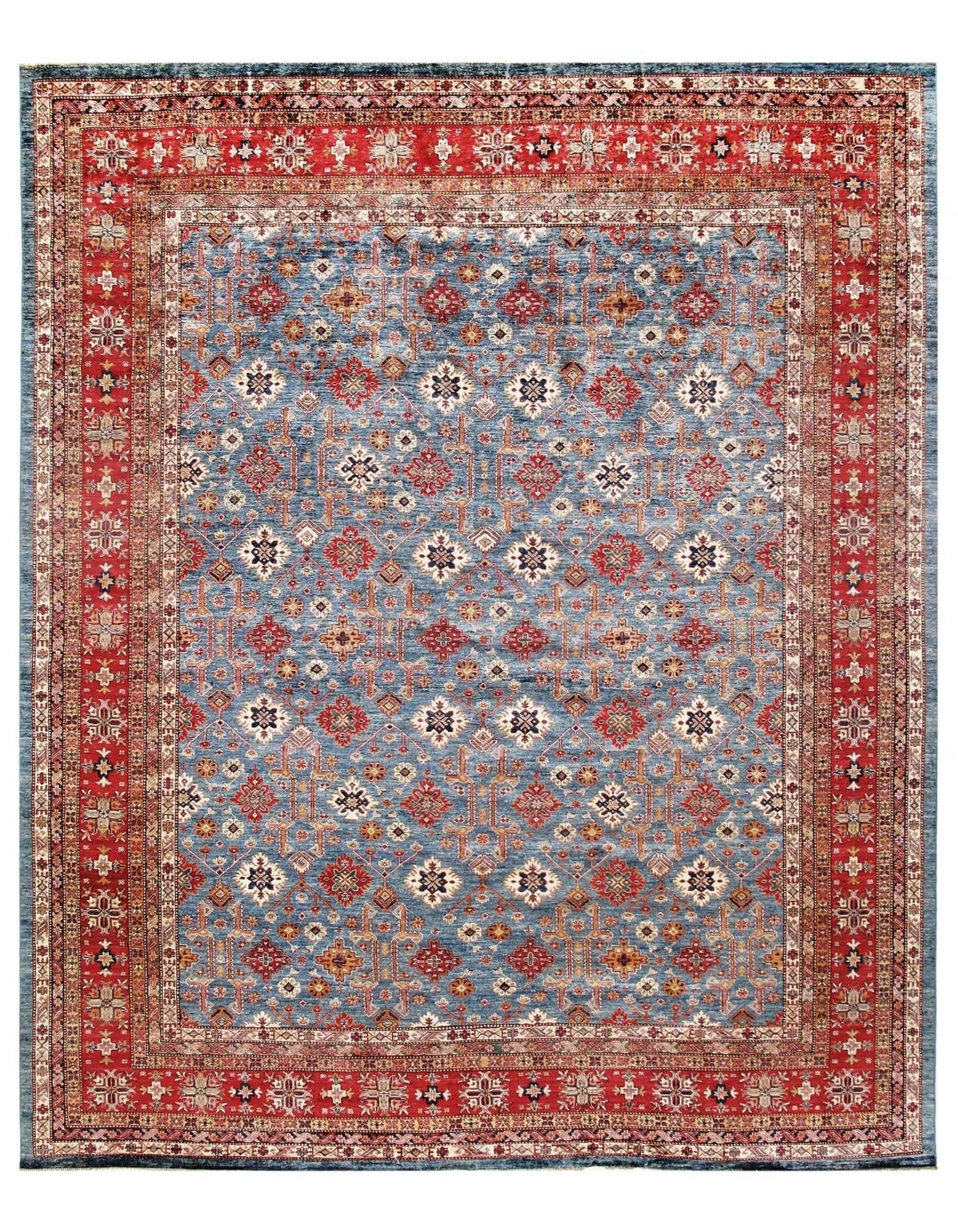 Canvello Handmade Blue Super Kazak Area Rug - 12' X 15'