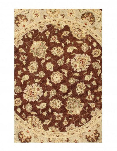 Canvello Handmade Brown Fine Hand Knotted Farahan Round Rug - 8' X 8' - Canvello