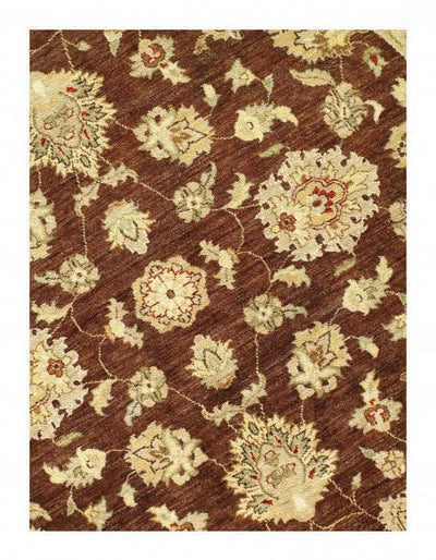 Canvello Handmade Brown Fine Hand Knotted Farahan Round Rug - 8' X 8' - Canvello