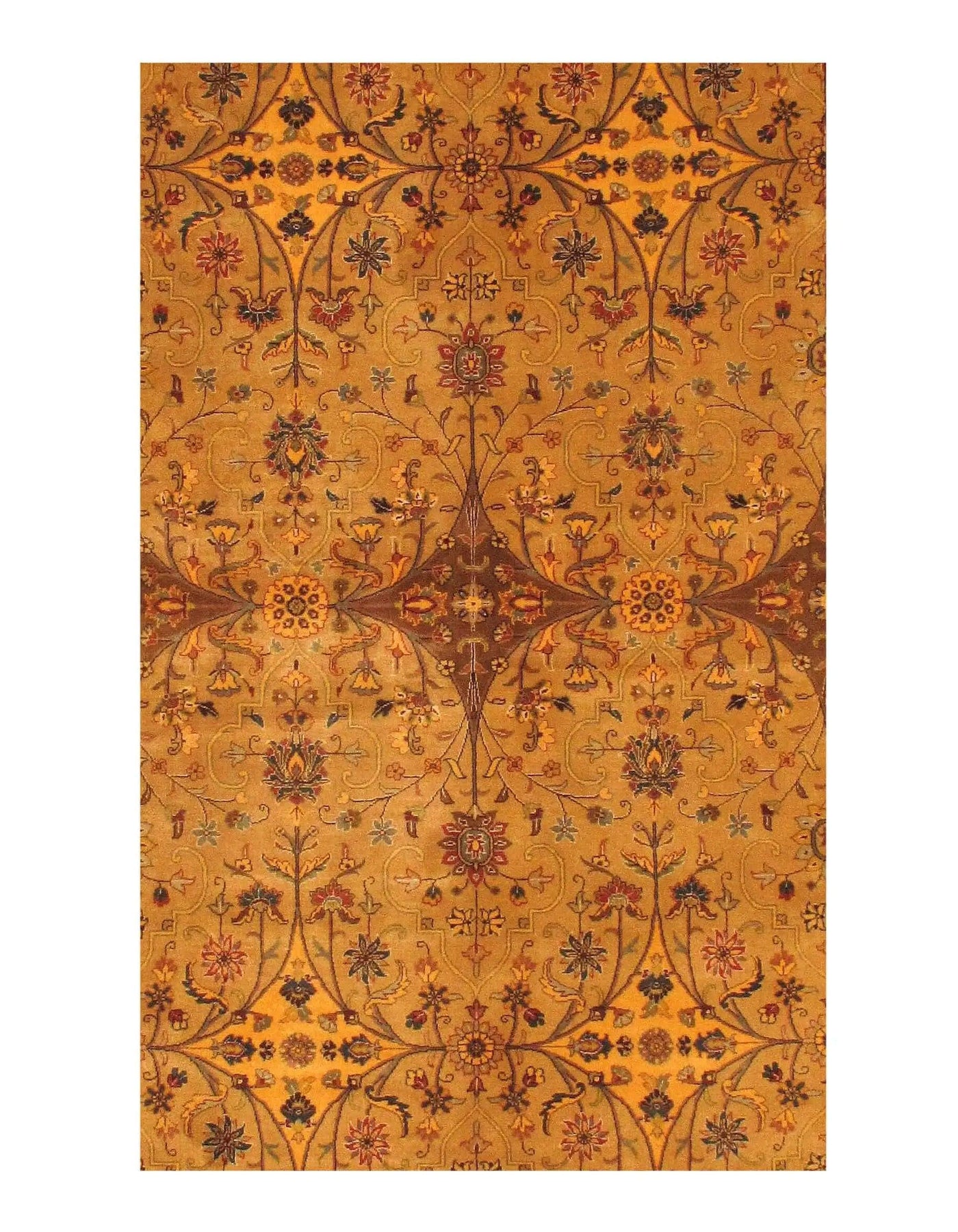 Canvello Handmade Brown Fine Persian Tabriz Design Runner - 5'11'' X 11'6''