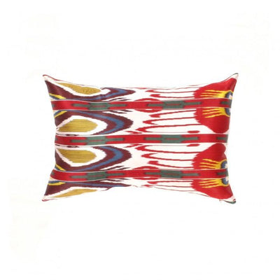 Red Multi Silk Ikat Pillow | Red Multi Ikat Pillow | Canvello