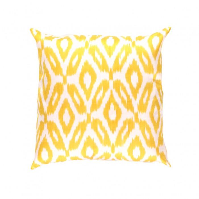 Yellow White Ikat Pillow | Handmade Yellow White Ikat Pillow| Canvello