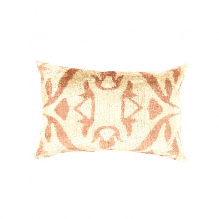 Turkish Brown Beige Silk Ikat Pillow | Brown Ikat Pillow | Canvello
