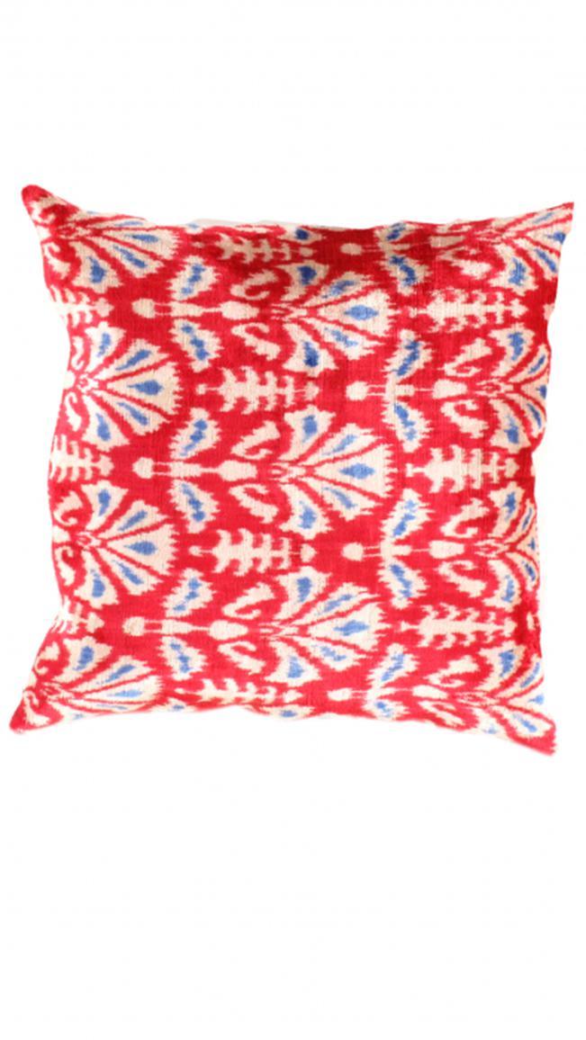 Red Turkish Silk Ikat Pillow | Turkish Silk Ikat Pillow | Canvello