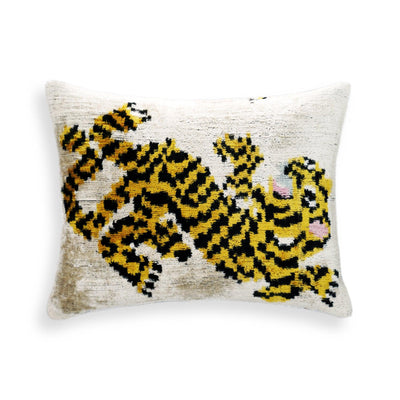 Canvello Handmade Designer Tiger Throw Pillow Down Filled - 16"X24" - Canvello