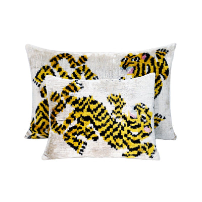 Canvello Handmade Designer Tiger Throw Pillow Down Filled - 16"X24" - Canvello