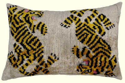 Canvello Handmade Designer Tiger Throw Pillow Down Filled - 16"X24" - Canvello