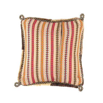 Beige Gabbeh Lori Pillow | Brown Handcrafted Pillow | Canvello