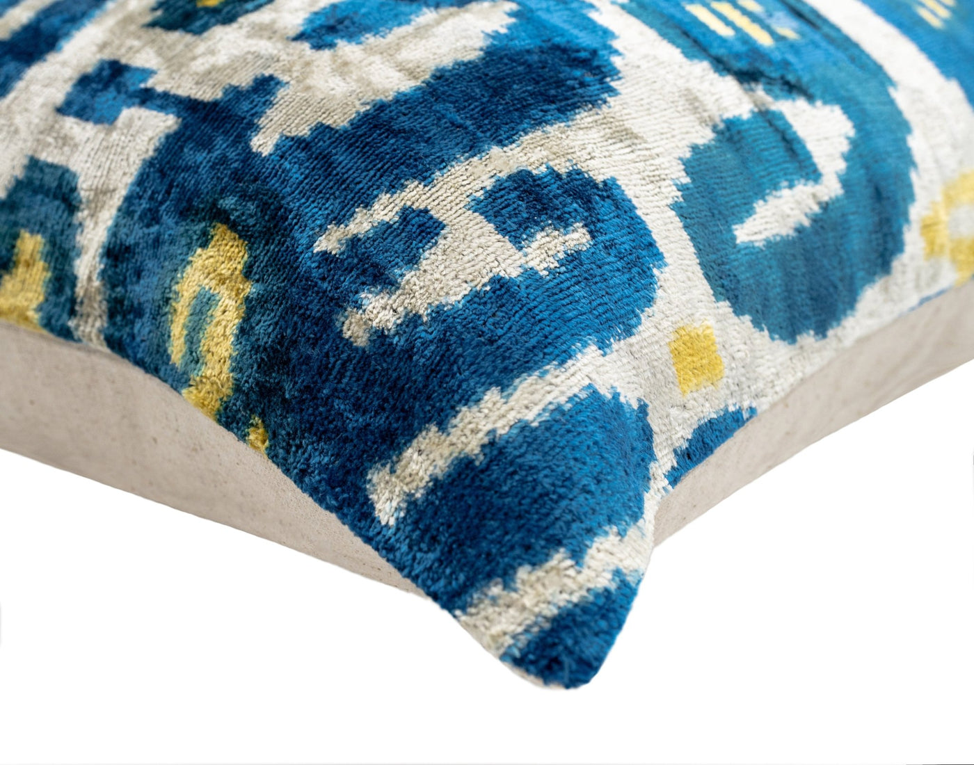 Canvello Handmade Gold Blue Decorative Pillow with Down Insert - 20"X20" - Canvello