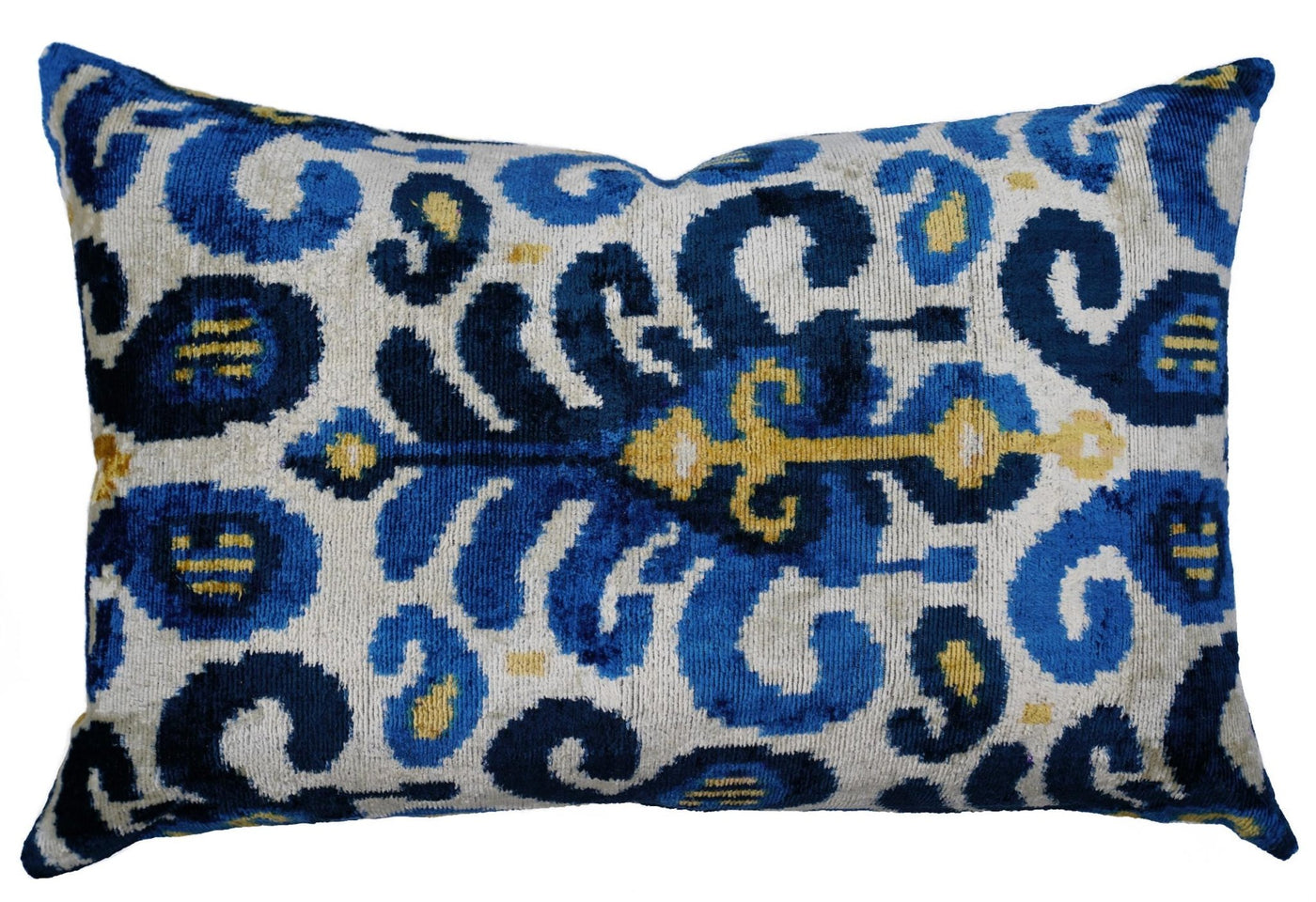 Canvello Handmade Gold Blue Velvet Throw Pillows | 16 x 24 in (40 x 60 cm) - Canvello