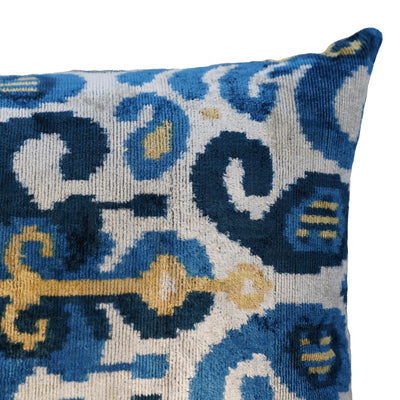 Canvello Handmade Gold Blue Velvet Throw Pillows | 16 x 24 in (40 x 60 cm) - Canvello