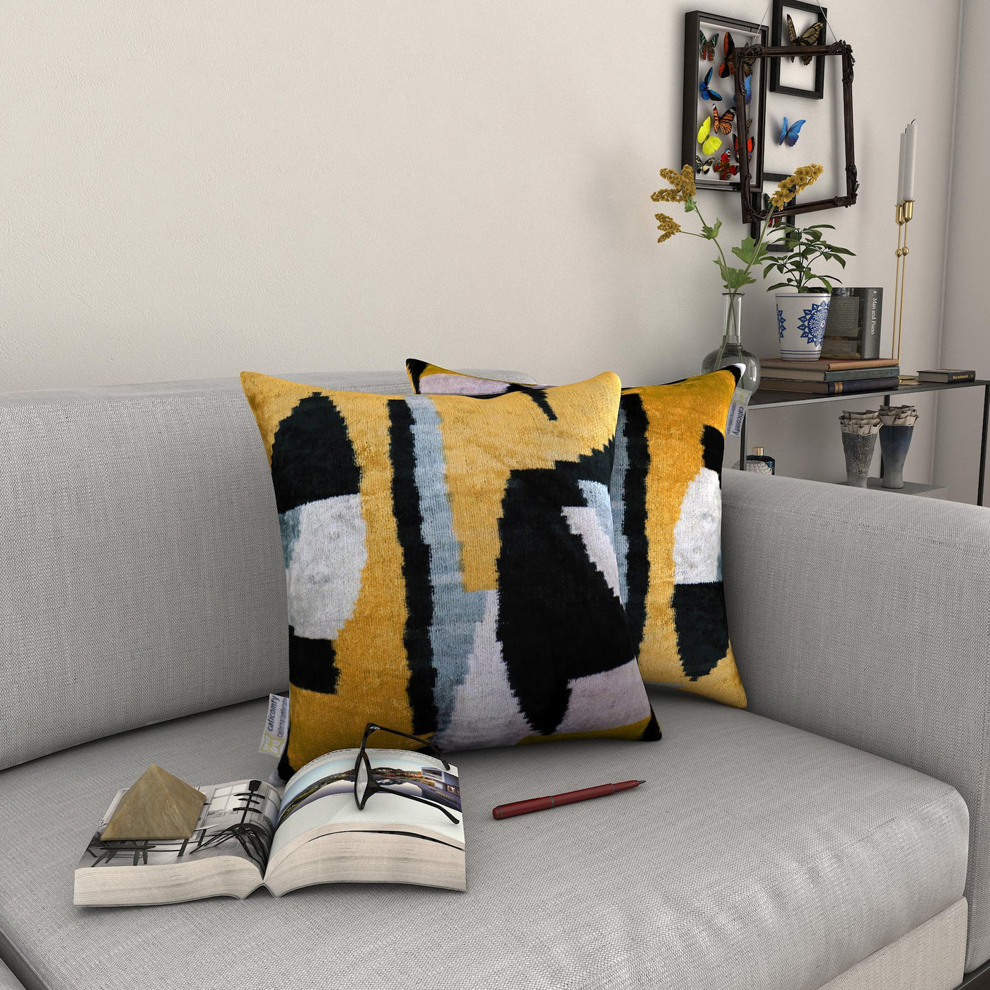 Canvello Handmade Gold Velvet Throw Pillow - 20x20 - Canvello