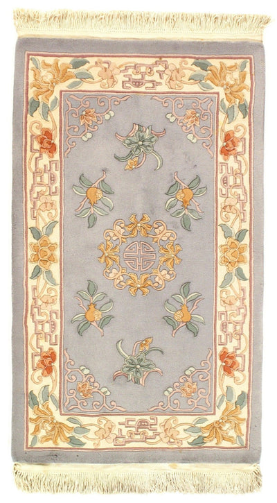 Canvello Handmade Gray Chinese Art Deco Hand - Knotted Small Rug - 3' X 5' - Canvello