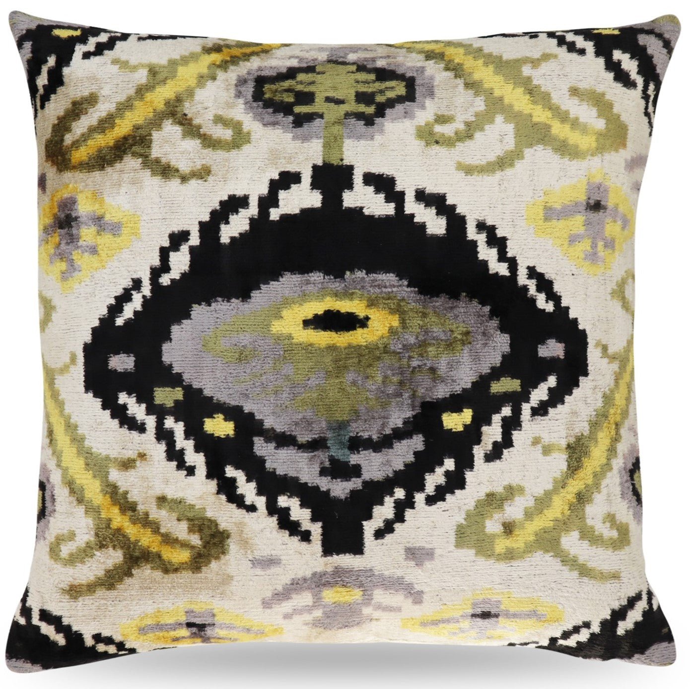 Canvello Handmade Gray Ivory Gold Velvet Throw Pillows - 20x20 - Canvello