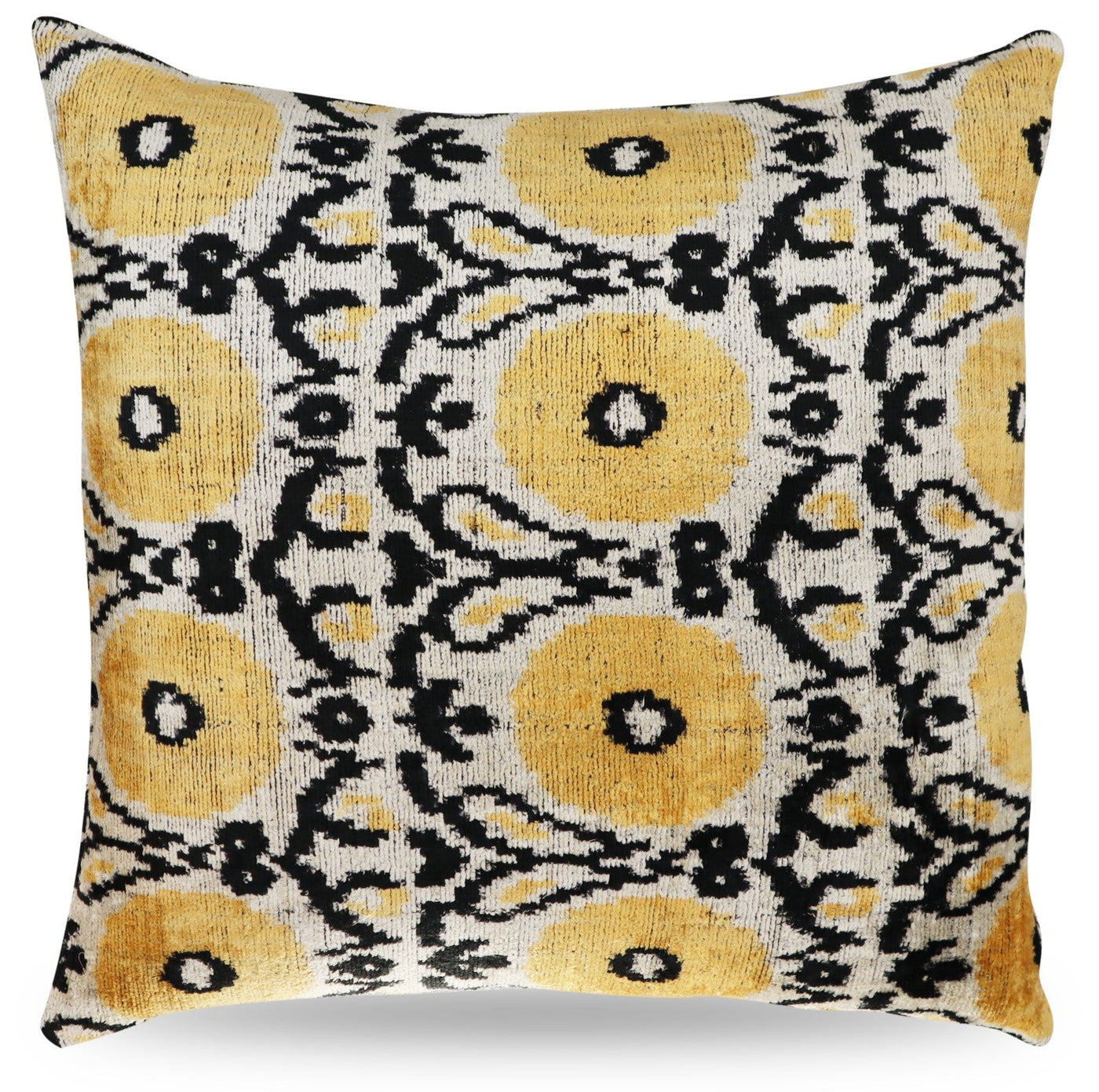 Canvello Handmade Gray Ivory Yellow Velvet Throw Pillows - 20x20 - Canvello