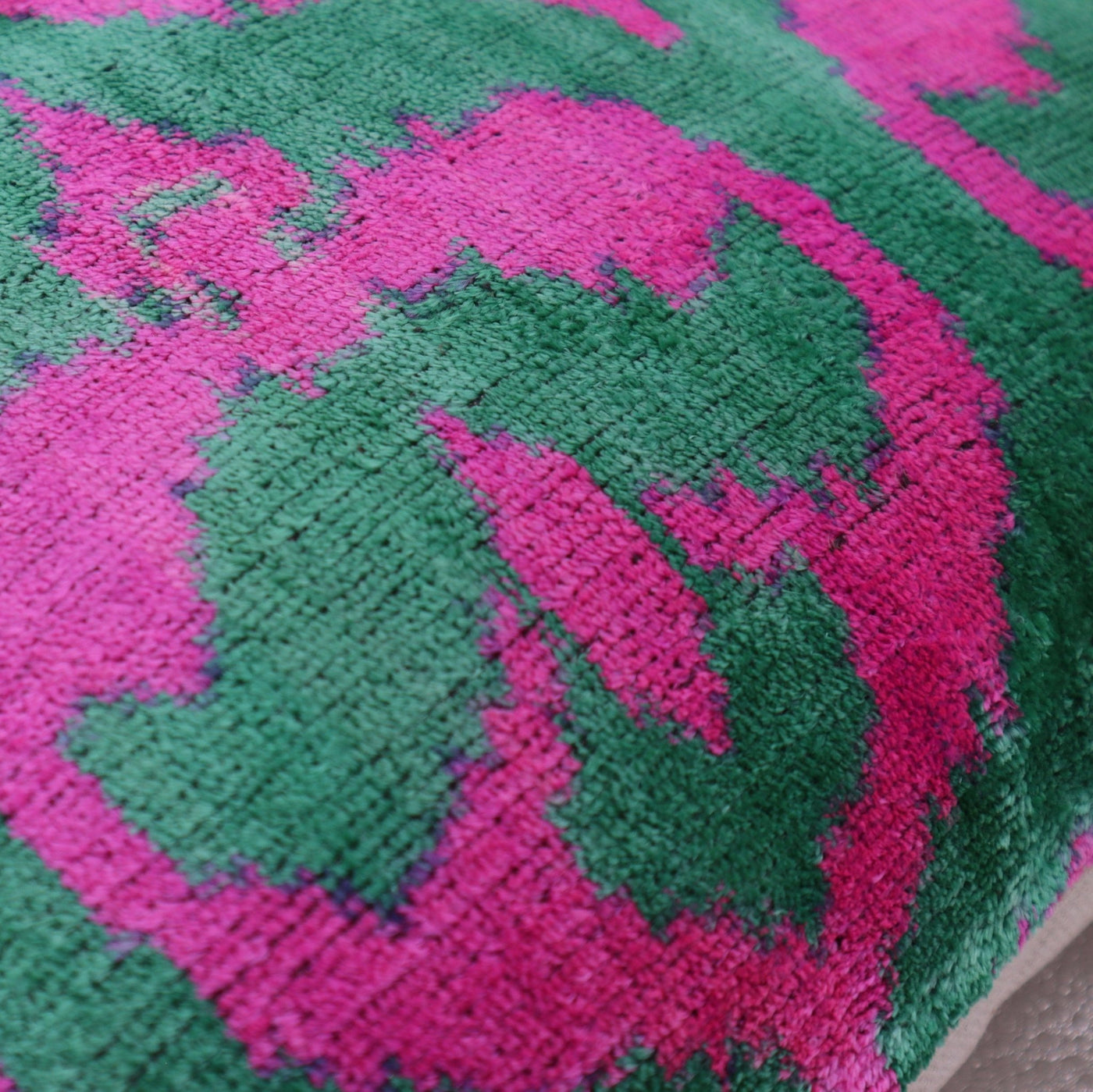 Canvello Handmade Green Pink Velvet Throw Pillow - 20x20 - Canvello