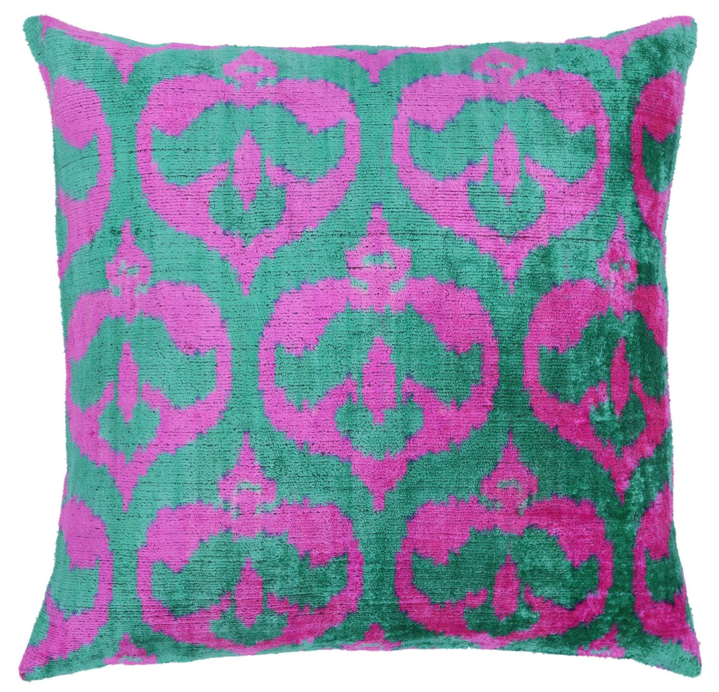 Canvello Handmade Green Pink Velvet Throw Pillow - 20x20 - Canvello