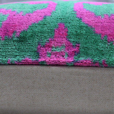 Canvello Handmade Green Pink Velvet Throw Pillow - 20x20 - Canvello