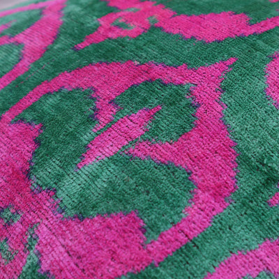 Canvello Handmade Green Pink Velvet Throw Pillow - 20x20