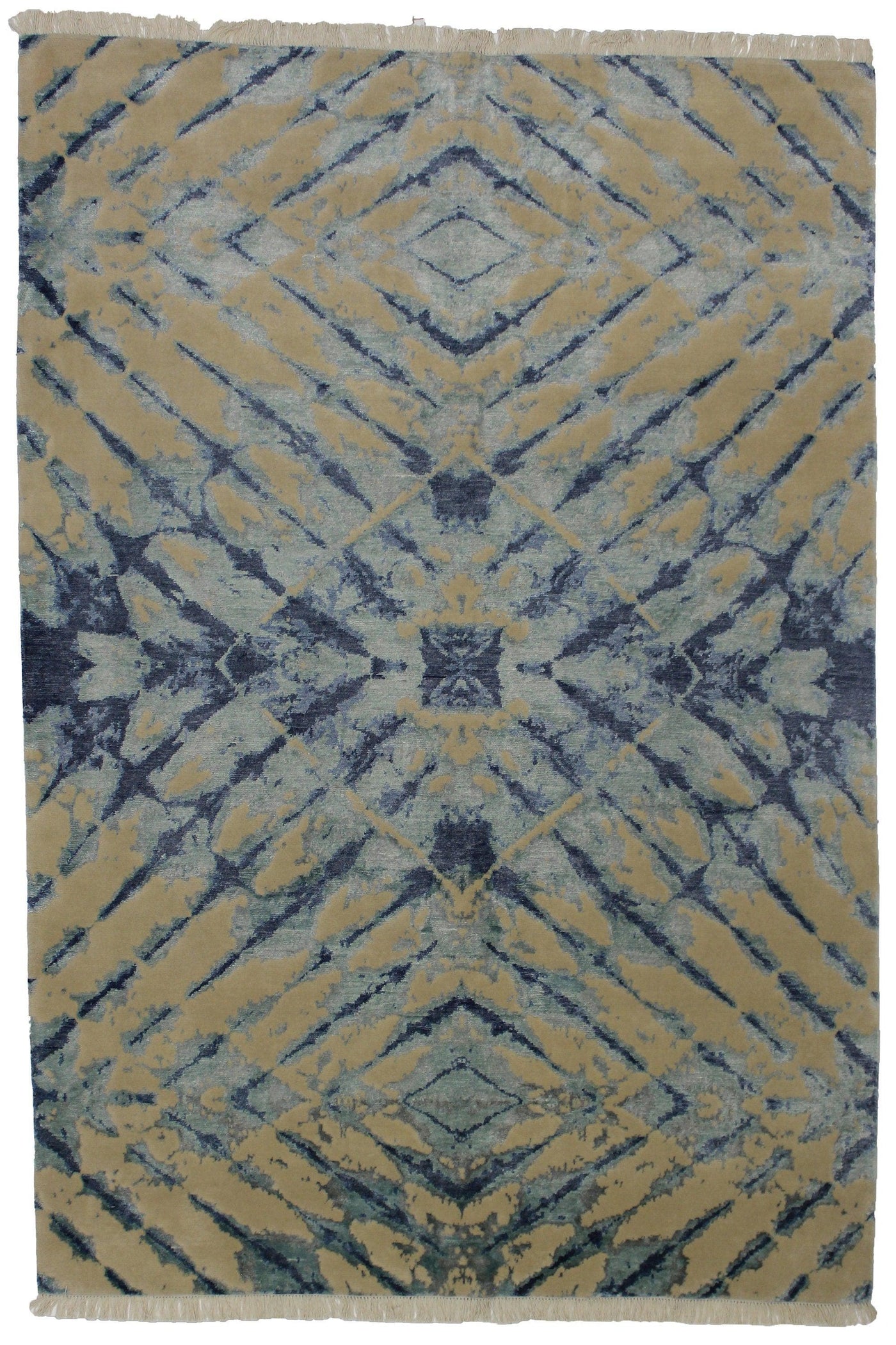 Handmade Hand knotted Modern Casual All Over Beige Transitional Oriental Premium Wool Area Rug for Living Room - 6'7'' X 9'7''