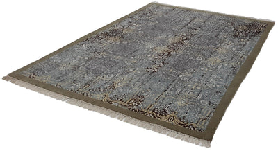 Handmade Hand knotted Modern Casual All Over Blue Transitional Oriental Premium Wool Area Rug for Living Room - 6'4'' X 9'8''