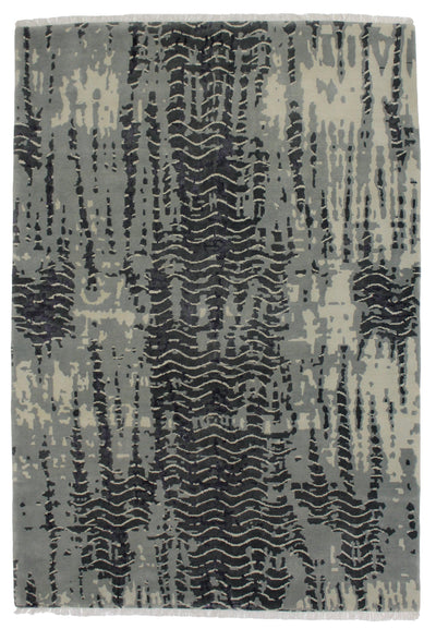 Handmade Hand knotted Modern Casual All Over Gray Transitional Oriental Premium Wool Area Rug for Living Room - 6'8'' X 9'8''