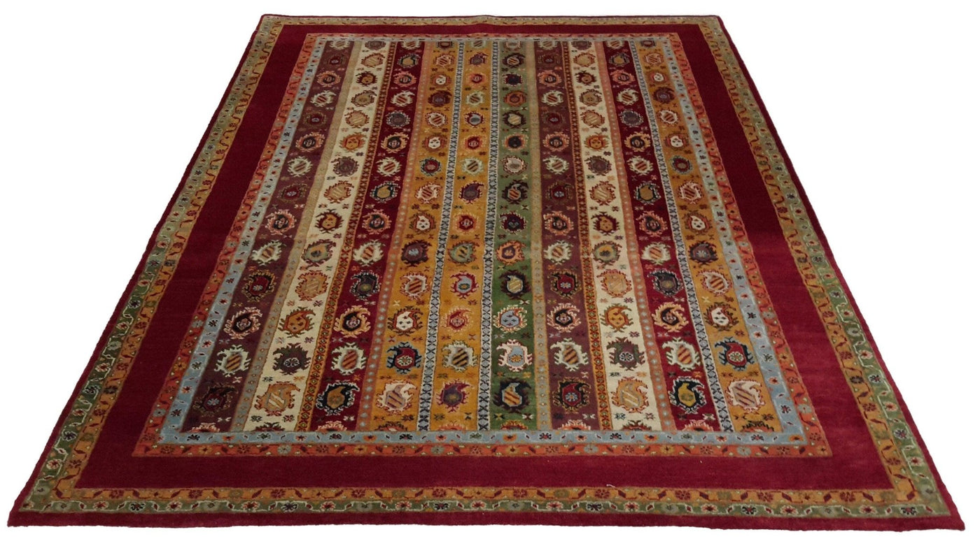 Canvello Handmade Hand knotted Modern Casual All Over Indo Gabbeh Transitional Oriental Premium Wool Area Rug for Living Room - 5'6'' X 7'11'' - Canvello