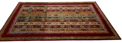 Canvello Handmade Hand knotted Modern Casual All Over Indo Gabbeh Transitional Oriental Premium Wool Area Rug for Living Room - 5'6'' X 7'11'' - Canvello