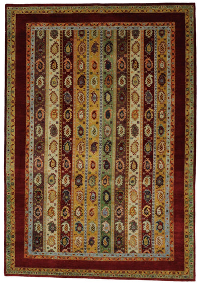 Canvello Handmade Hand knotted Modern Casual All Over Indo Gabbeh Transitional Oriental Premium Wool Area Rug for Living Room - 5'6'' X 7'11'' - Canvello