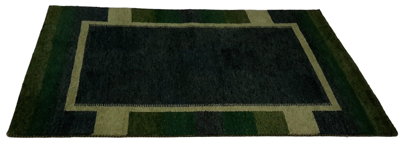 Handmade Hand knotted Modern Casual All Over Indo Green Gabbeh Transitional Oriental Premium Wool Area Rug for Living Room - 5'7'' X 7'11''