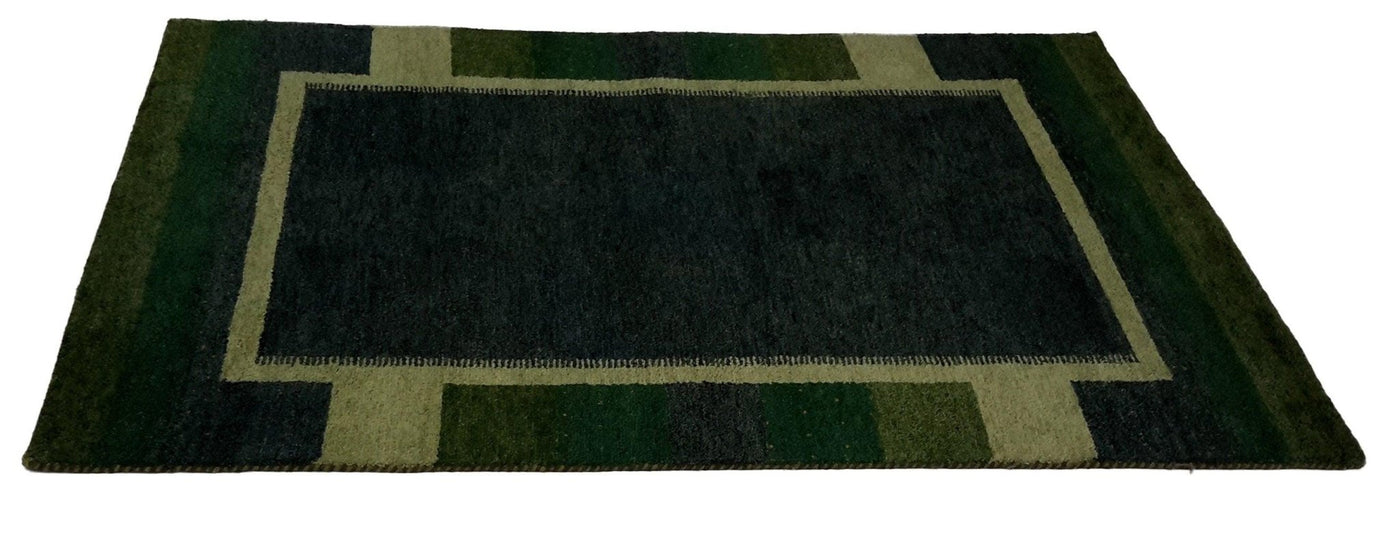 Canvello Handmade Hand knotted Modern Casual All Over Indo Green Gabbeh Transitional Oriental Premium Wool Area Rug for Living Room - 5'7'' X 7'11'' - Canvello