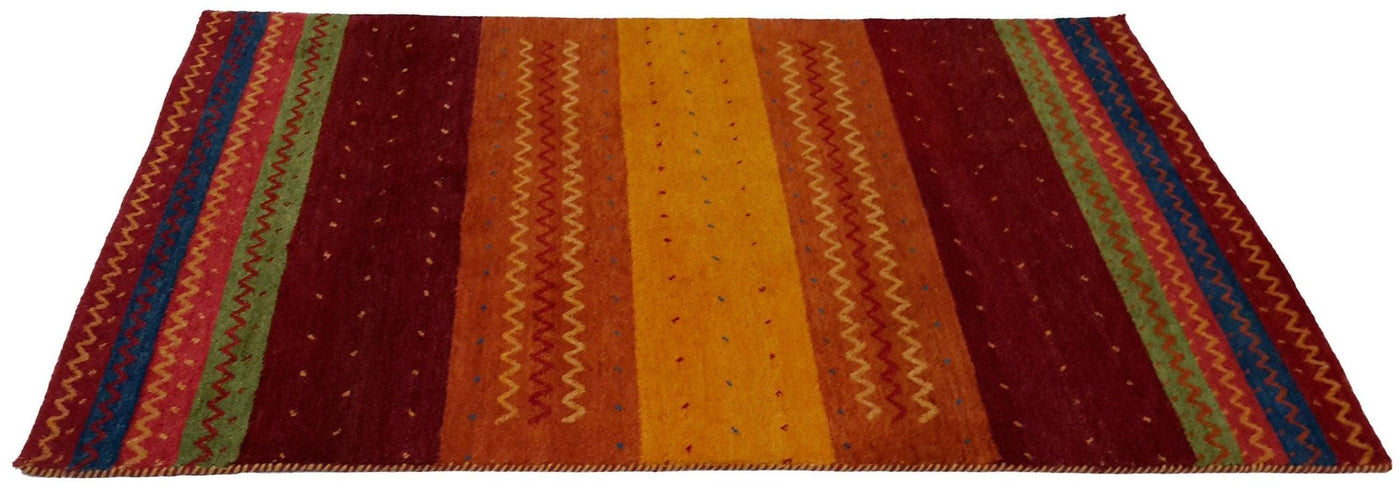 Canvello Handmade Hand knotted Modern Casual All Over Indo Red Gabbeh Transitional Oriental Premium Wool Area Rug for Living Room - 5'5'' X 7'10'' - Canvello