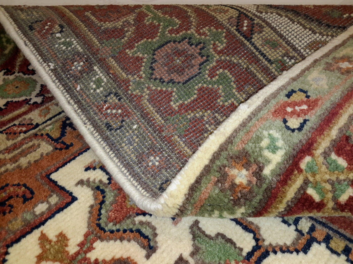 Handmade Hand knotted Traditional Orange Medallion Indo Serapi Transitional Oriental Premium Wool Area Rug for Living Room - 5'11'' X 8'11''
