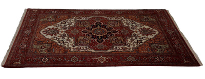 Canvello Handmade Hand knotted Traditional Orange Medallion Indo Serapi Transitional Oriental Premium Wool Area Rug for Living Room - 5'9'' X 8'10'' - Canvello