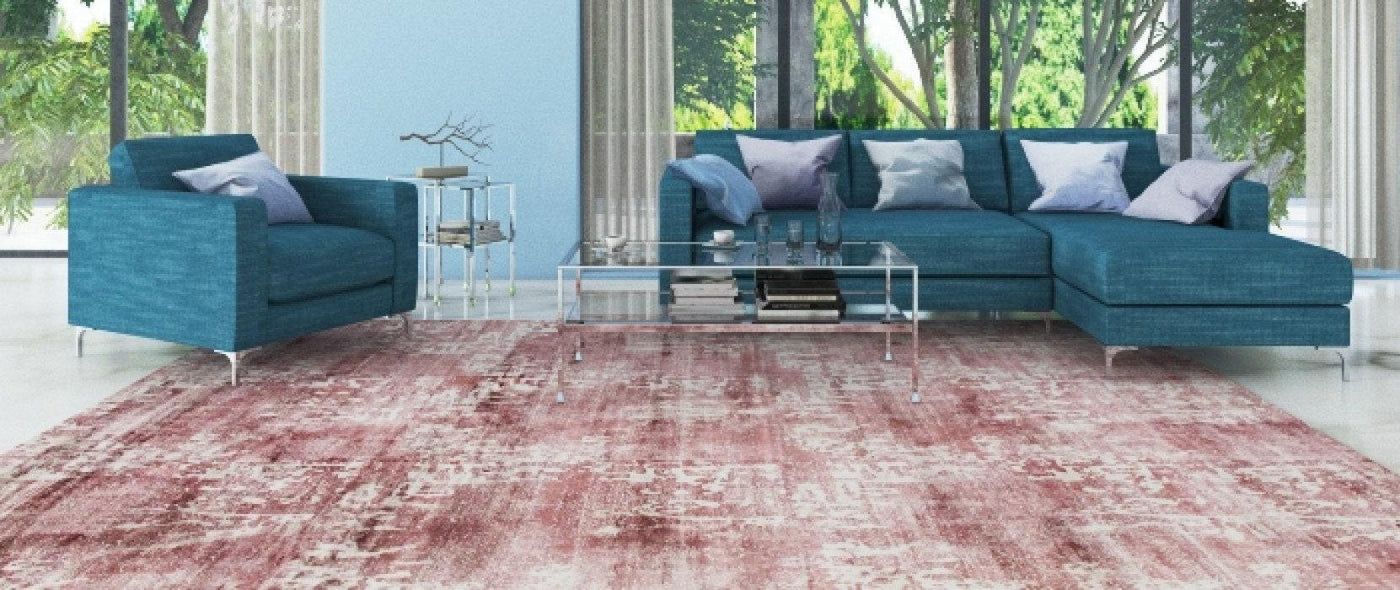Canvello Handmade Handloom Toupe Modern Viscose Silk Rug | Rose Color For Living Room | 9' X 11'11''