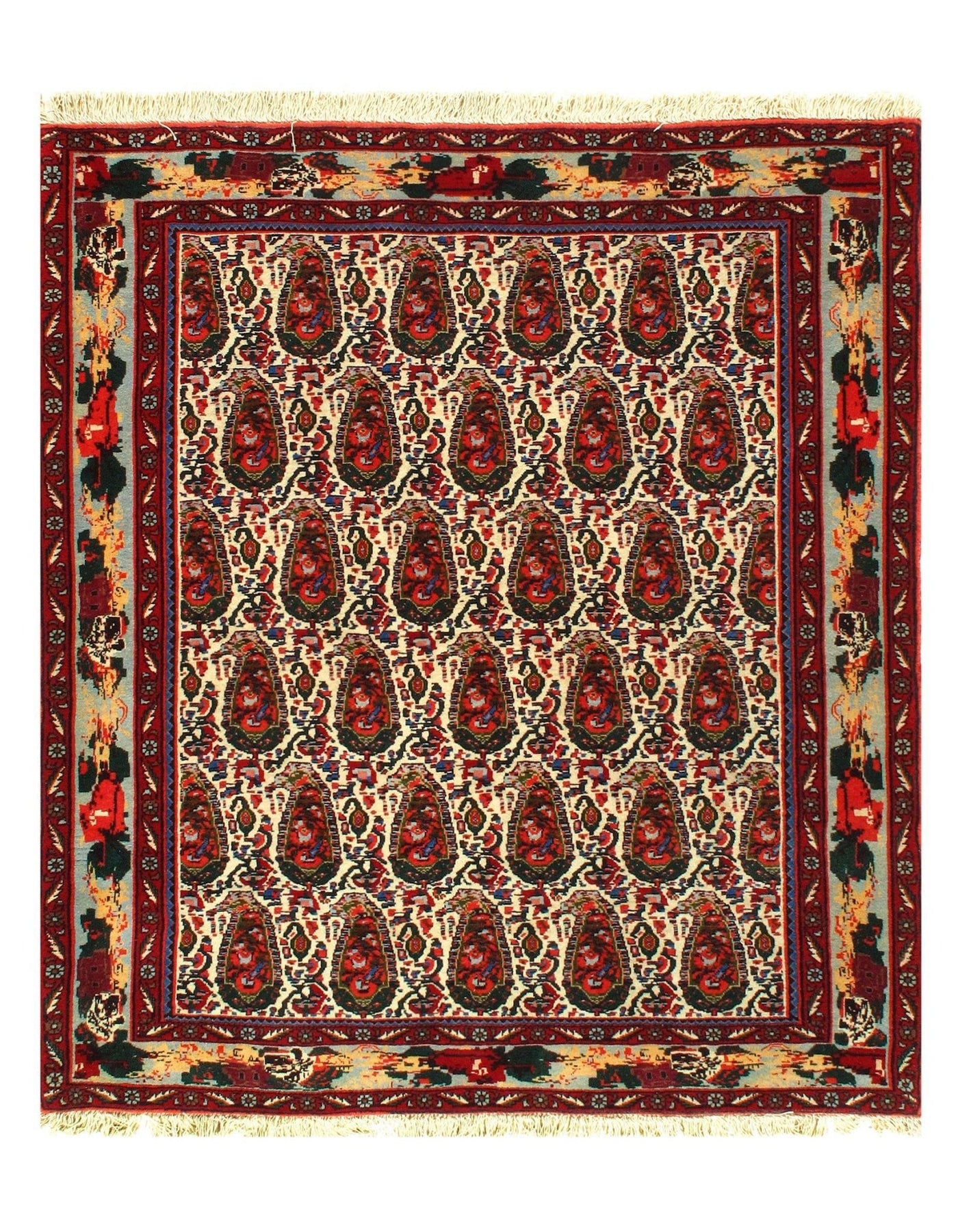 Canvello Handmade Ivory Silkroad Senneh - 4'2'' X 4'11'' - Canvello