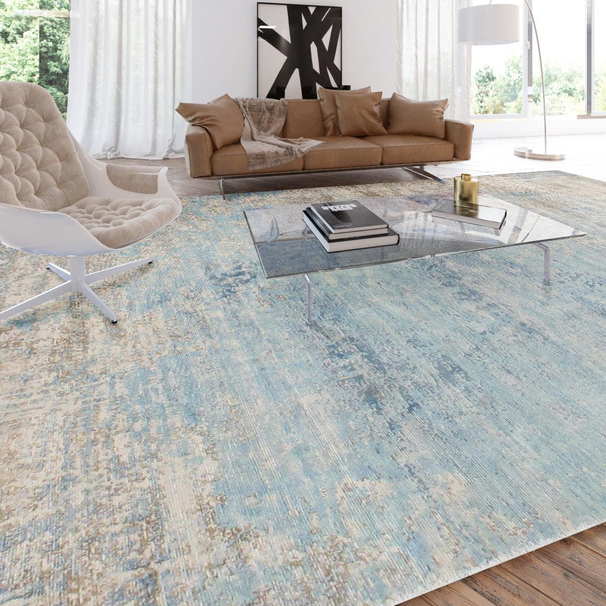 Canvello Handmade Light Blue Modern Rug - 5' X 8' - Canvello