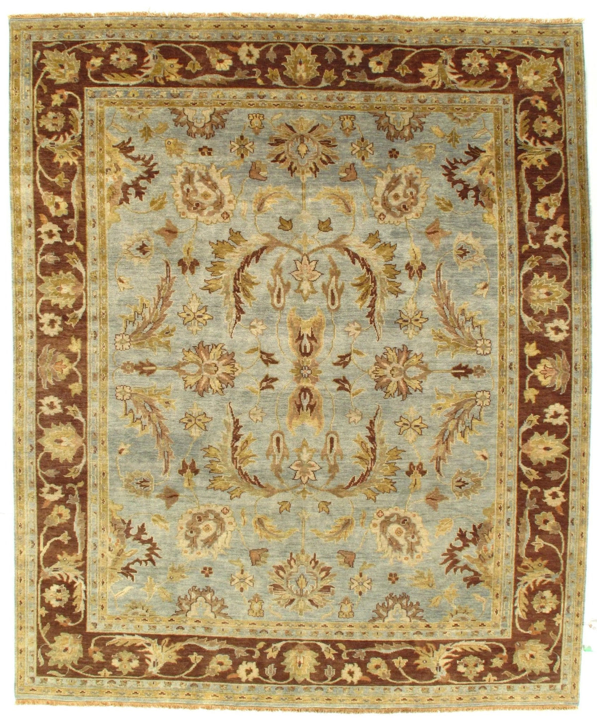 Canvello Handmade Light Blue Tabriz Design Area Rug -8' X 10'