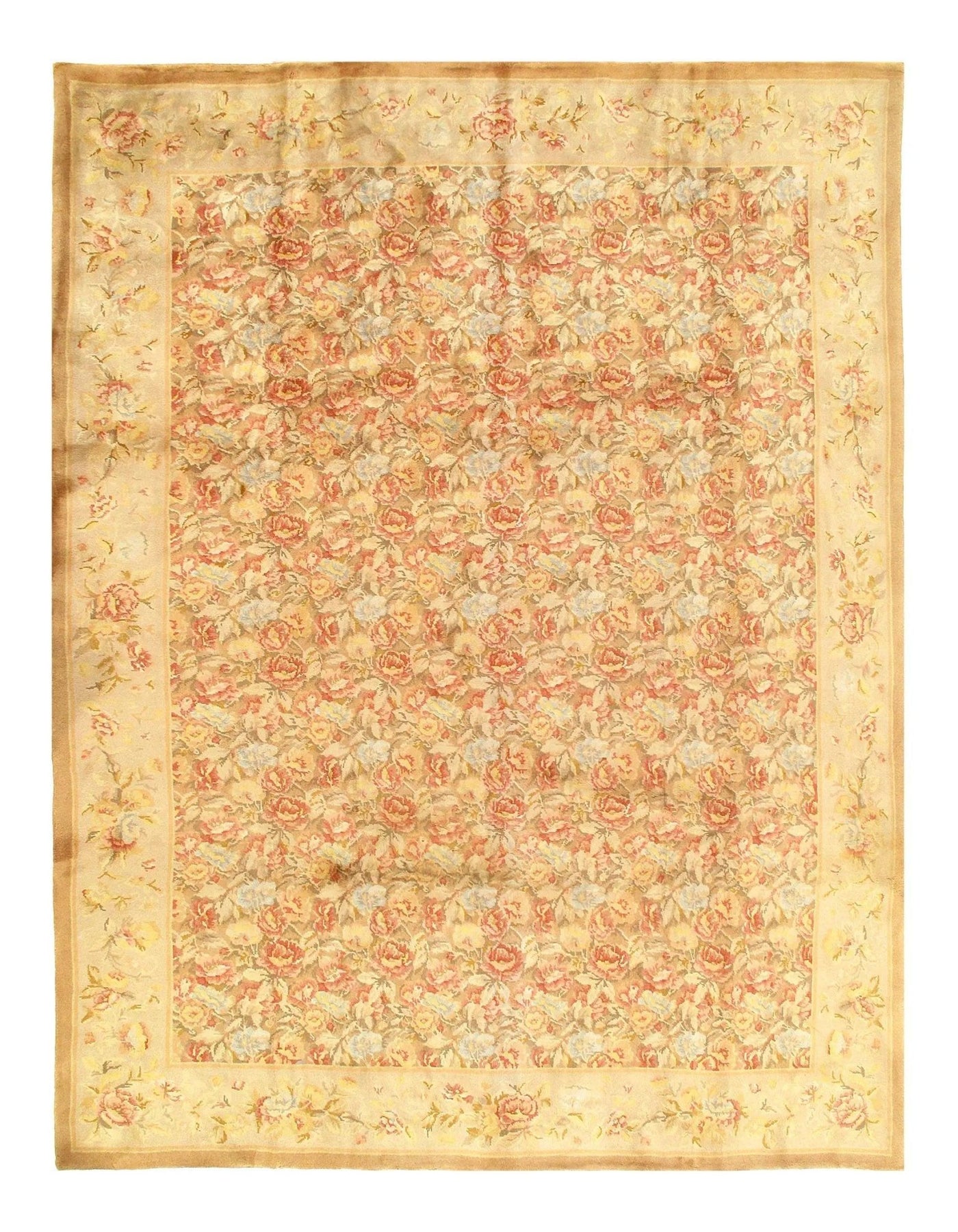 Canvello Handmade Light Brown savonnerie Rug - 9' X 12' - Canvello