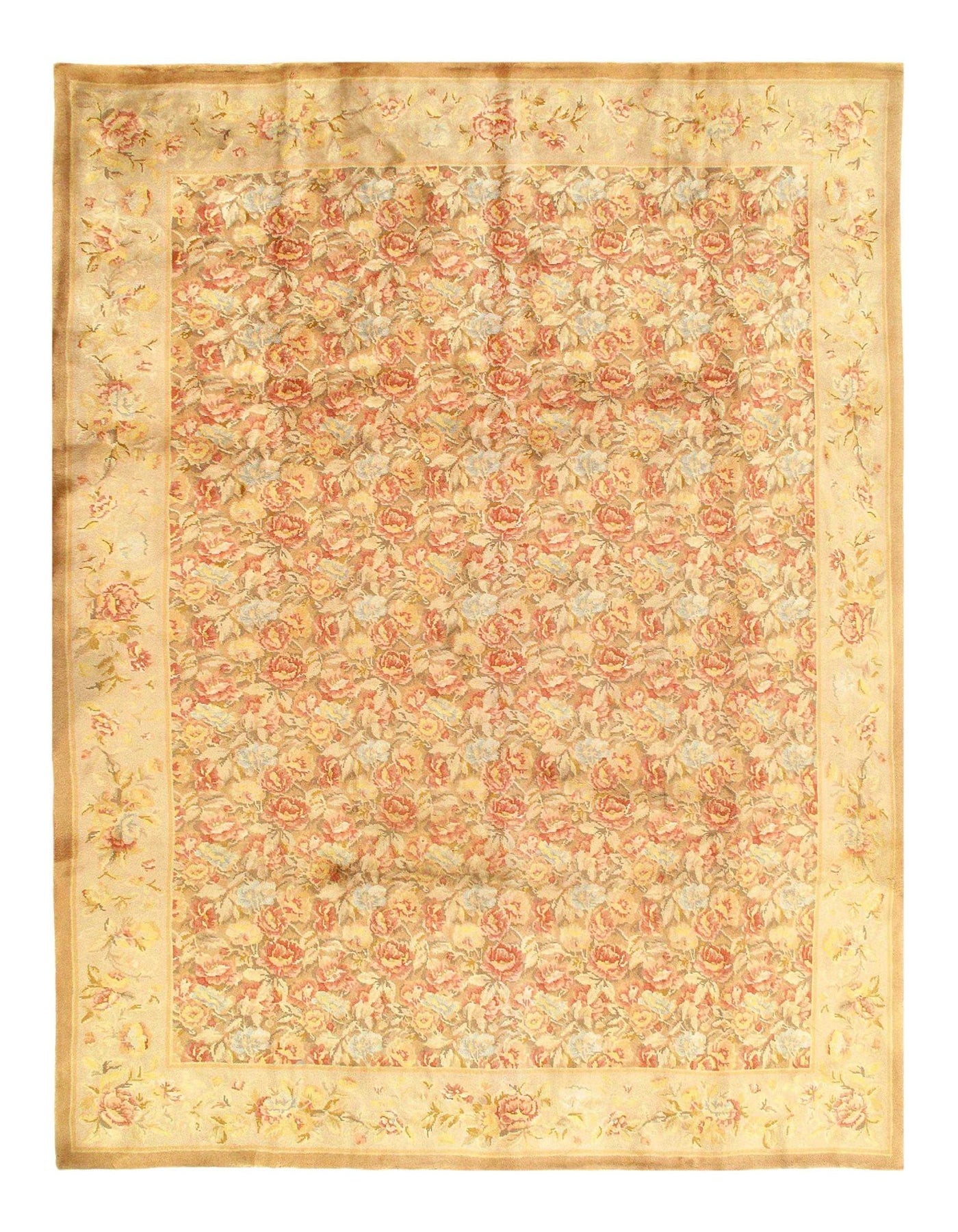 Canvello Handmade Light Brown savonnerie Rug - 9' X 12' - Canvello