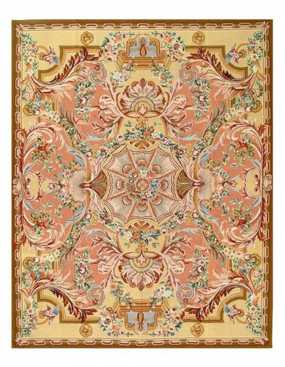 Canvello Handmade Light Brwon Fine Hand Knotted Abusson Rug - 8' X 10