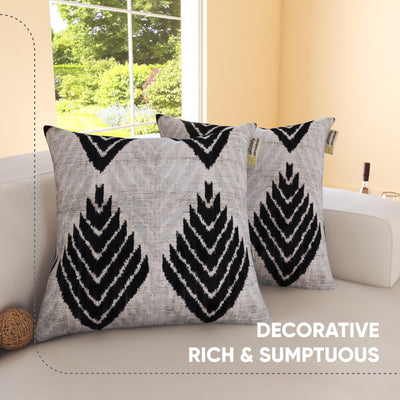Canvello Handmade Luxury Black Silk Pillows - Set of 2 | 18x18 |